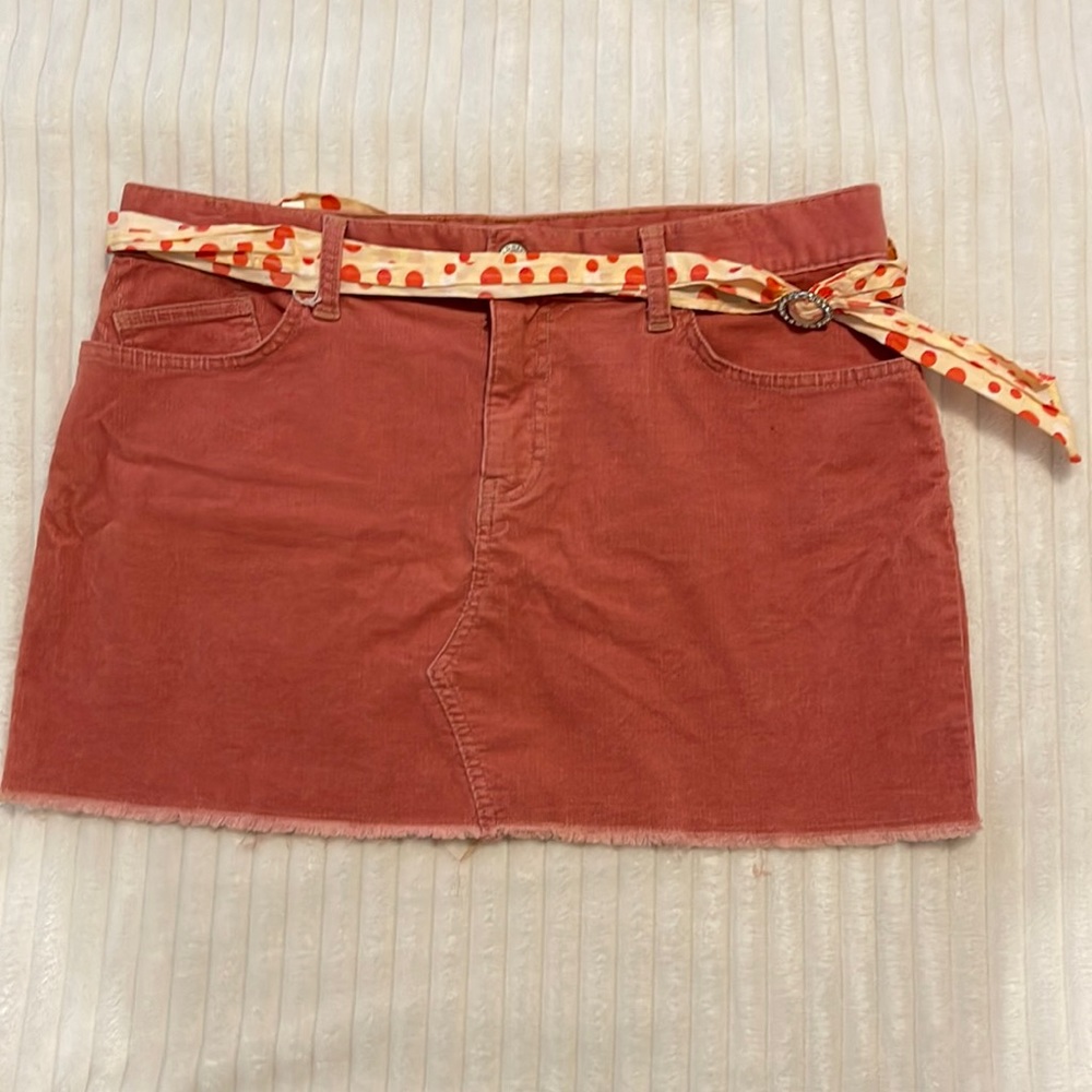 Pink corduroy mini skirt size 14